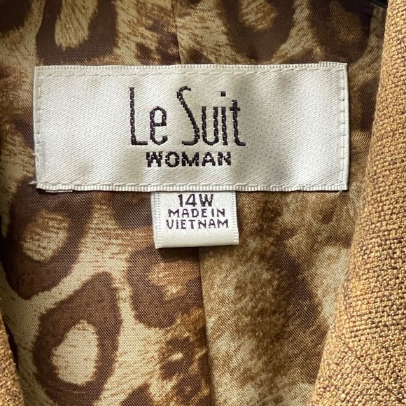 Vintage‎ Le Suit Women's Size 14W Brown Textured 2-Button Blazer - Picture 3 of 16